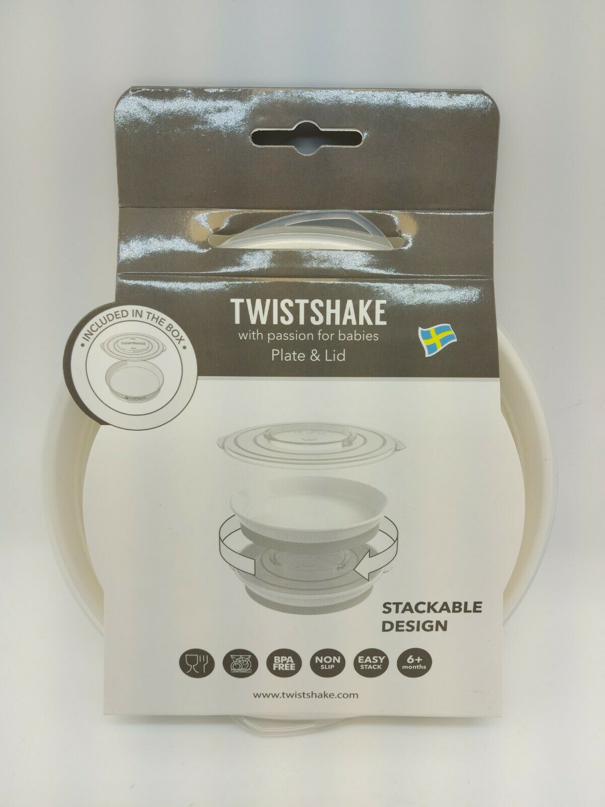 Twistshake Teller Mit Deckel Weiß/hellgrau, Ab 6 Monate